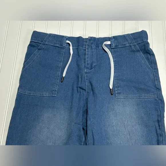 Pull On Elastic Denim Joggers With Pockets size Large - Picture 2 of 6